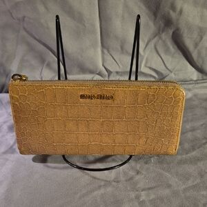 Miu Miu Tan Croc-Embossed Wallet